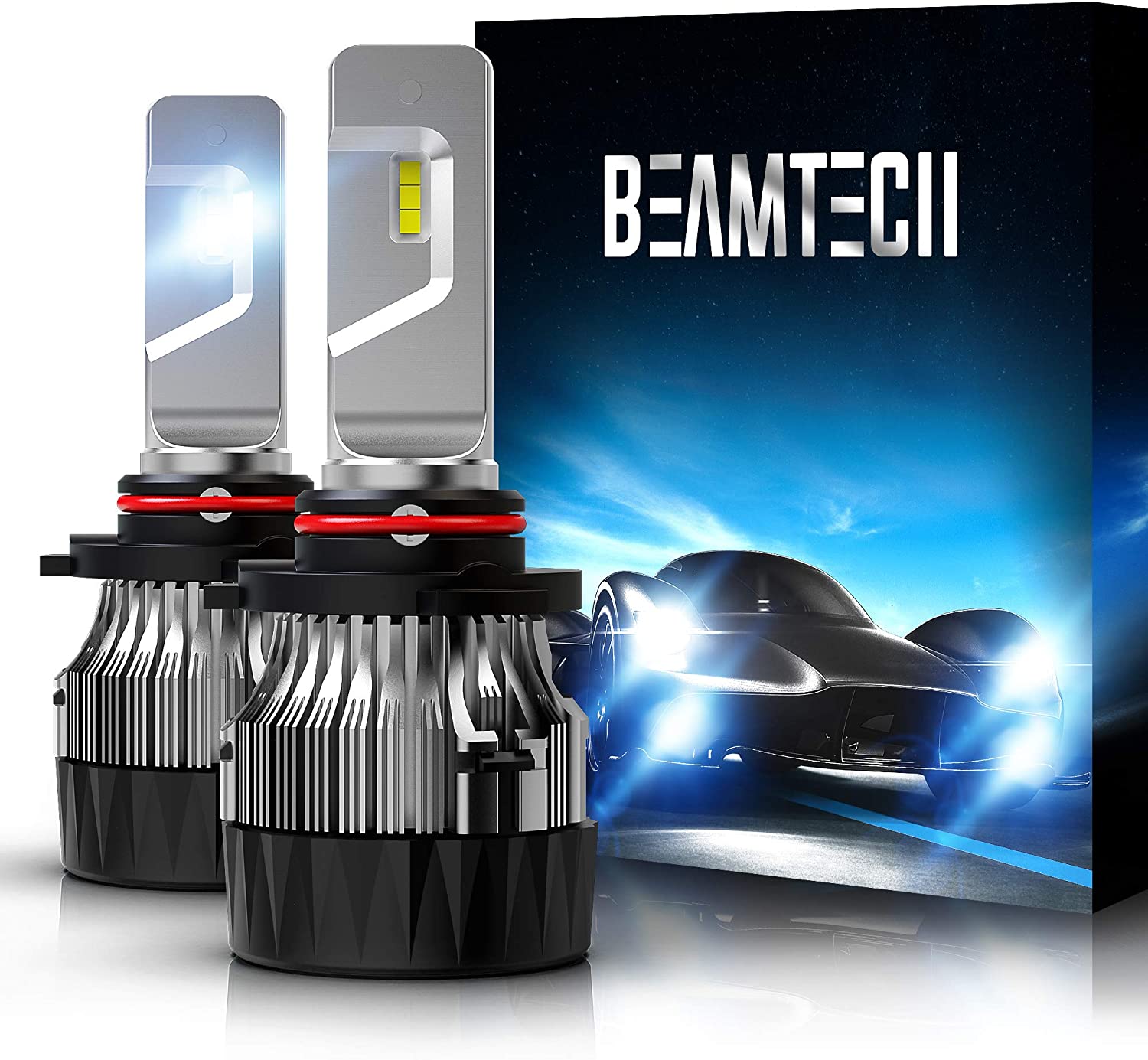 BEAMTECH 9012 LED Headhight Bulb,30mm Heatsink Base CSP Chips 10000 Lumens HIR2 6500K Xenon White Extremely Super Bright Conversion Kit Small Size