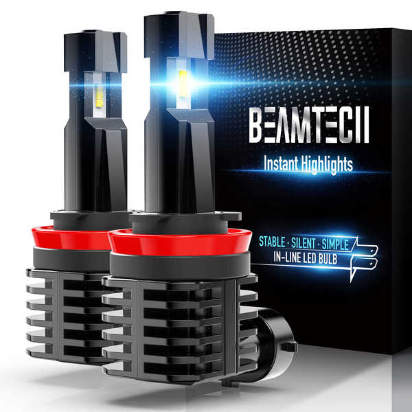 Fjern vej Bopæl BEAMTECH H11 LED Bulb, 12000LM 50W Fanless In Line H8 H9 6500K Xenon White