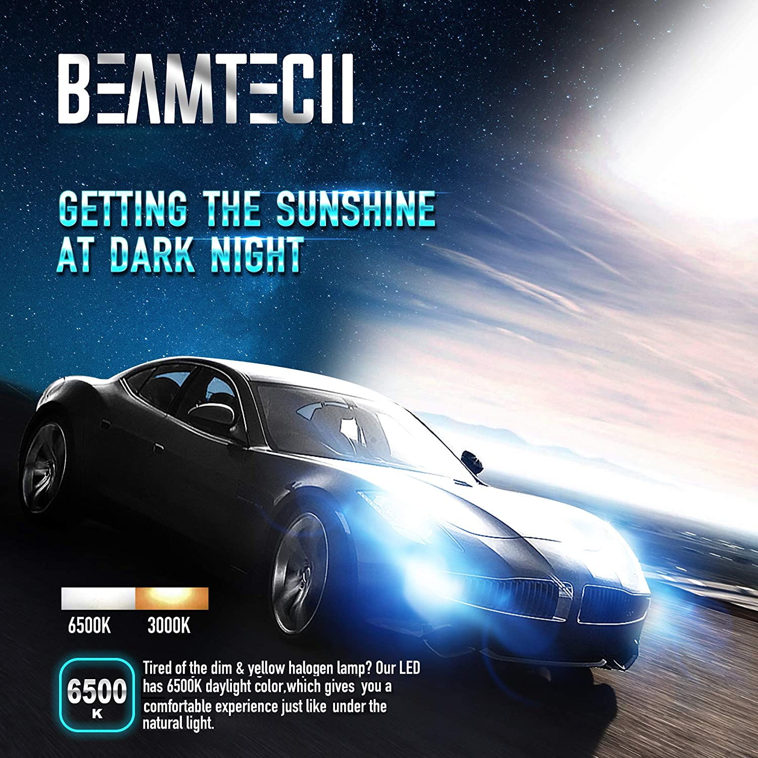 BEAMTECH 9012 LED Headhight Bulb,30mm Heatsink Base CSP Chips 10000 Lumens HIR2 6500K Xenon White Extremely Super Bright Conversion Kit Small Size