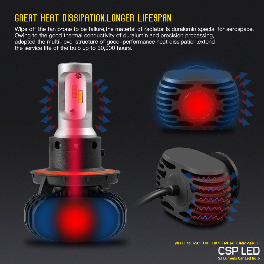 BEAMTECH H13 LED Headlight Bulb 50W 6500K 8000Lumens Extremely Brigh CSP Chips Conversion Kit