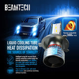 BEAMTECH H4 LED Headlight Bulb, 9003 G-XP Chips 6500K 360 Degree Beam 90W Xenon White Conversion Kits With Fan High Brightness