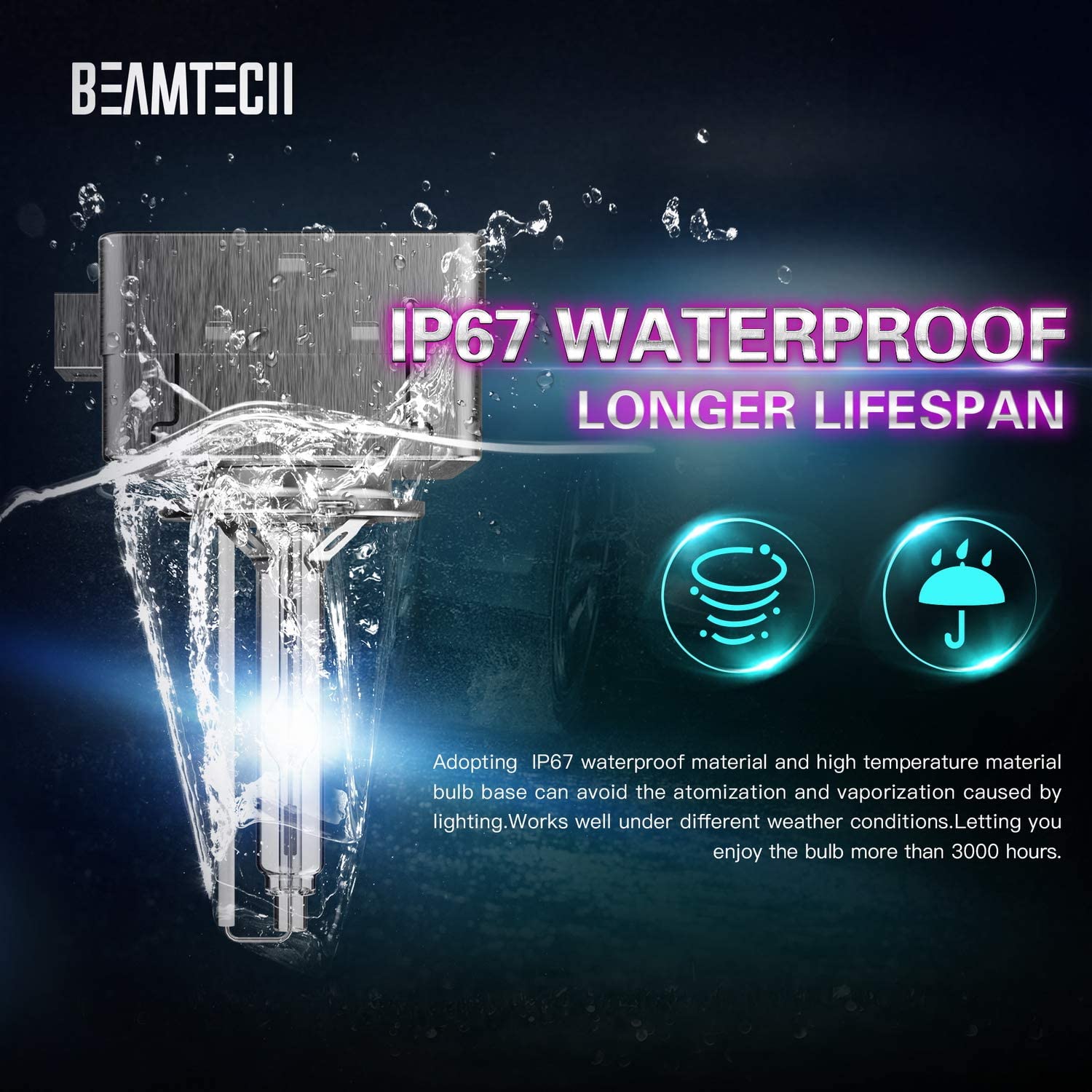 BEAMTECH D3S HID Bulbs,Xenon Headlight Replacement Bulb 35W 6000K Pack of 2