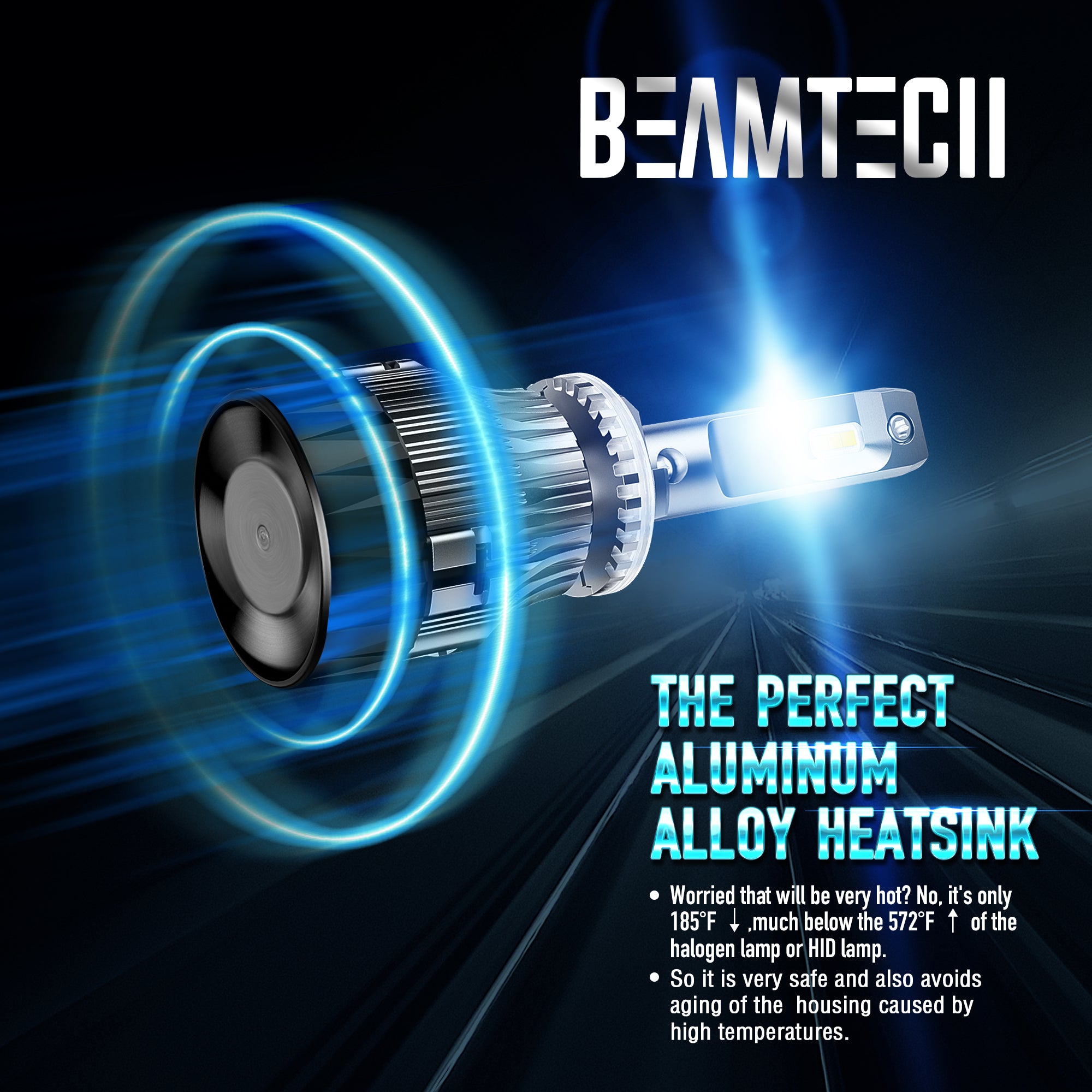 BEAMTECH 880 LED Headlight Bulb 30mm Heatsink Base CSP Chips 10000 Lumens Hi/Lo 6500K Xenon White Extremely Super Bright Conversion Kit of 2