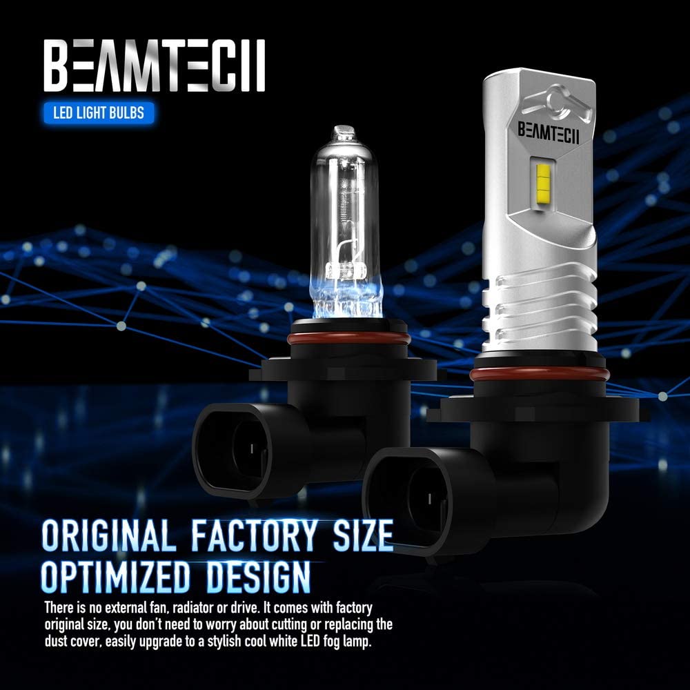 BEAMTECH 9006 Led Fog Light Bulb CSP Chips 6500K 800 Lumens Xenon White Extremely Super Bright