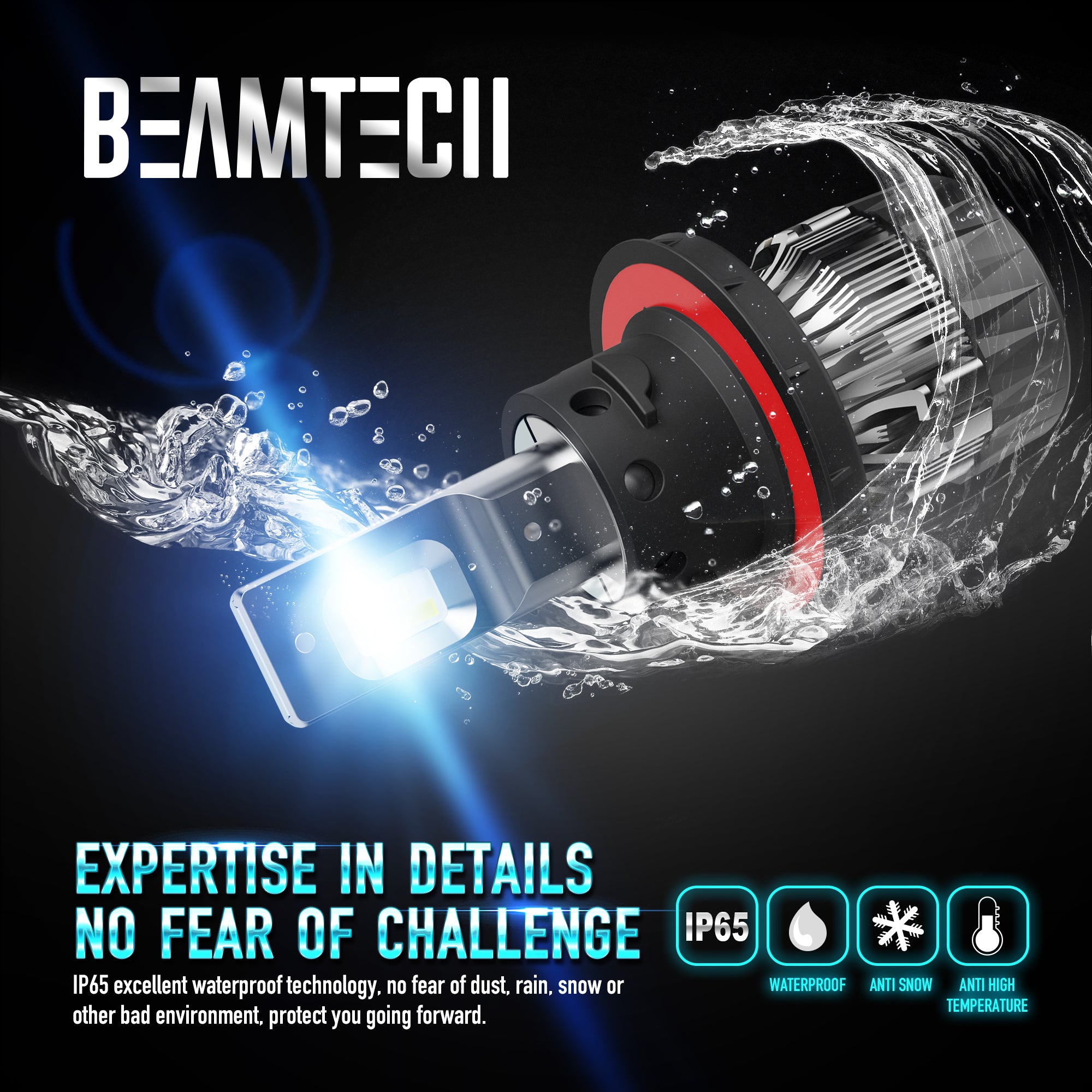 BEAMTECH H13 LED Headlight Bulbs 6500K 10000 Lumens Extremely Super Bright 9008 Hi/Lo 30mm Heatsink Base CSP Chips Conversion Kit,Xenon White