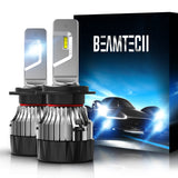 BEAMTECH H7 LED Headlight Bulb 30mm Heatsink Base CSP Chips 10000 Lumens Hi/Lo 6500K Xenon White Extremely Super Bright Conversion Kit of 2