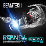 BEAMTECH H7 LED Headlight Bulb 30mm Heatsink Base CSP Chips 10000 Lumens Hi/Lo 6500K Xenon White Extremely Super Bright Conversion Kit of 2