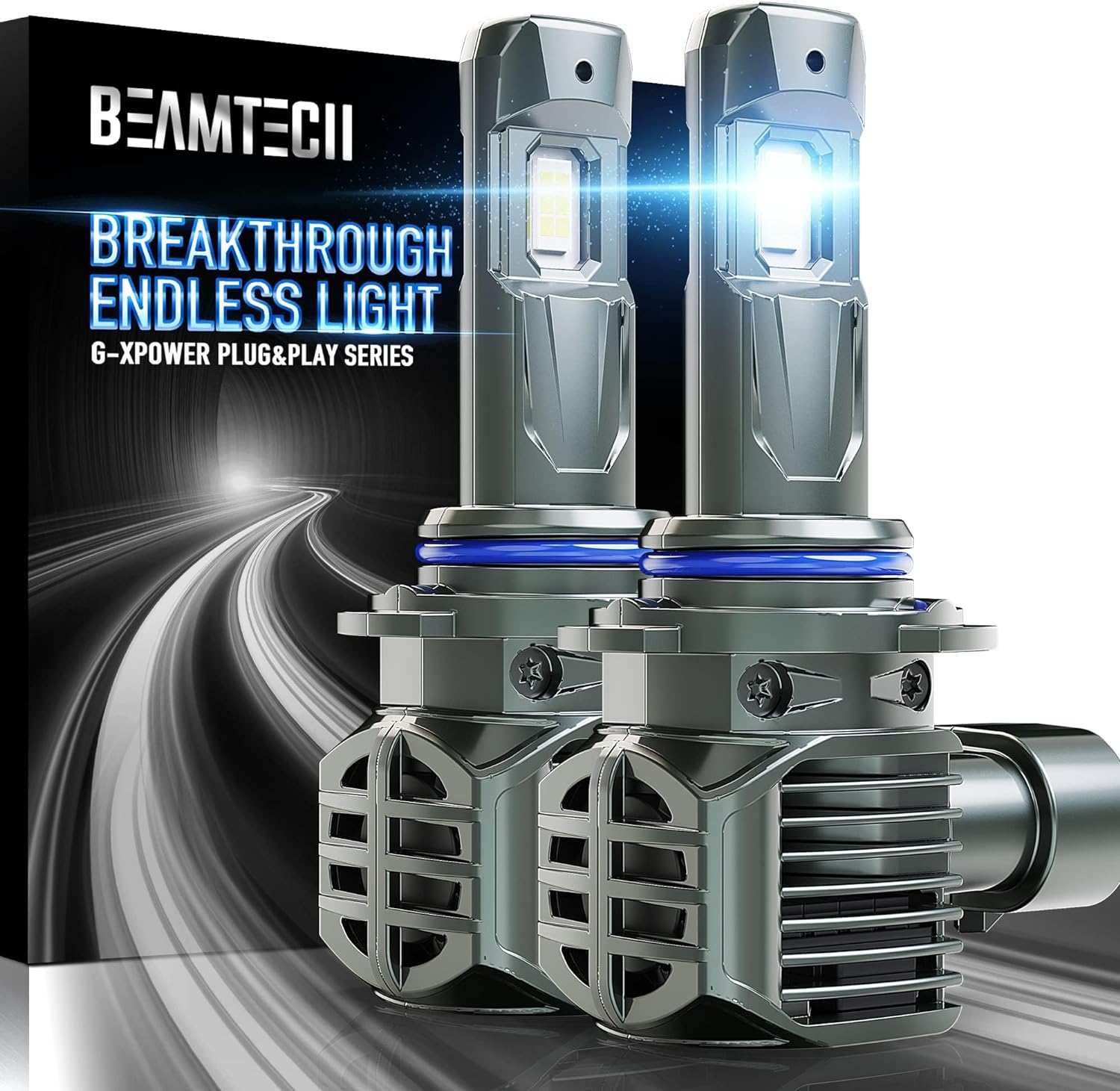 BEAMTECH 9012 LED Fog Light Bulbs, G-XPower Chips HIR2 Light Bulb 20000LM 100W 6500K Plug and Play LED Bulbs, Pack of 2