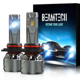 BEAMTECH 9005 Light Bulb, 800% Brighter High Speed Fan 6500K Xenon White Bulbs or Fog Lights Pack of 2