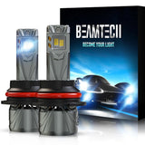 BEAMTECH 9007 Bulb, 800% Brighter High Speed Fan 6500K Xenon White 9007 Light Bulbs or Fog Lights Pack of 2