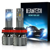 BEAMTECH H11/H8/H9 Bulb, 800% Brighter High Speed Fan 6500K Xenon White Light Bulbs or Fog Lights Pack of 2