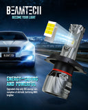 BEAMTECH H4 Bulb, 800% Brighter High Speed Fan 6500K Xenon White 9003 Light Bulbs or Fog Lights Pack of 2