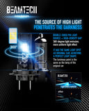 BEAMTECH H7 Light Bulb, No Adapter Need High Speed Fan 6500K Xenon White H7 Bulbs or Fog Lights Pack of 2