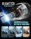 BEAMTECH H4 Bulb, 800% Brighter High Speed Fan 6500K Xenon White 9003 Light Bulbs or Fog Lights Pack of 2