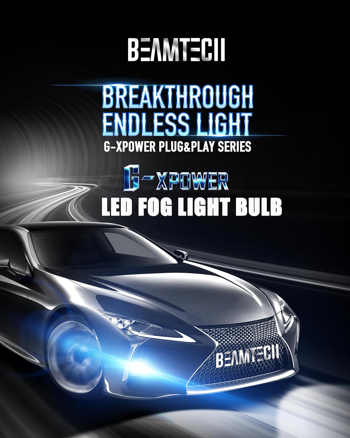 BEAMTECH H13 LED Fog Light Bulbs, G-XPower Chips 9008 Light Bulb 20000LM 100W 6500K Plug and Play LED Bulbs, Pack of 2