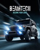 BEAMTECH H4 Bulb, 800% Brighter High Speed Fan 6500K Xenon White 9003 Light Bulbs or Fog Lights Pack of 2