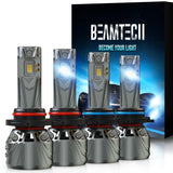BEAMTECH 9005 9006 Light Combo, 800% Brighter High Speed Fan 6500K Fog Bulb Pack of 4