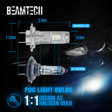 BEAMTECH H7 Bulbs,H7 Light Bulb Plug and Play No Adapter Required 1:1 Size 6500K White Fog Light Bulb of 2