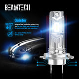 BEAMTECH H7 Bulbs,H7 Light Bulb Plug and Play No Adapter Required 1:1 Size 6500K White Fog Light Bulb of 2