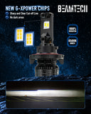 BEAMTECH H13/9008 Bulbs, 900% Brighter Canbus Ready 6500K White Light or Fog Light, 2 Bulbs.
