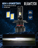 BEAMTECH H4/9003 Bulbs, 900% Brighter Canbus Ready 6500K White Light or Fog Light, 2 Bulbs.
