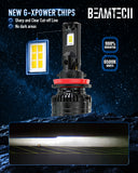 BEAMTECH H11/H9/H8 Bulbs, 900% Brighter Canbus Ready 6500K White Light or Fog Light, 2 Bulbs.