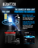 BEAMTECH H11 LED Headlight Bulb, 12000LM 50W Fanless In Line H8 H9 6500K Xenon White
