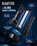BEAMTECH 9005 Bulbs, 900% Brighter Canbus Ready 6500K White HB3 Light or Fog Light, 2 Bulbs.