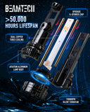 BEAMTECH 9007 Bulbs, 900% Brighter Canbus Ready 6500K White Light or Fog Light, 2 Bulbs.