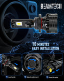 BEAMTECH 9006 Bulbs, 900% Brighter Canbus Ready 6500K White HB4 Light or Fog Light, 2 Bulbs.