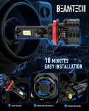 BEAMTECH H11/H9/H8 Bulbs, 900% Brighter Canbus Ready 6500K White Light or Fog Light, 2 Bulbs.