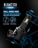 BEAMTECH 9006 LED Headlight Bulb, 12000LM 50W Fanless In Line HB4 Halogen Replacement 6500K Xenon White