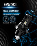 BEAMTECH H4 LED Headlight Bulb, 12000LM 50W 1Fanless In Line 9003 Halogen Replacement 6500K Xenon White