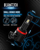 BEAMTECH H11 LED Headlight Bulb, 12000LM 50W Fanless In Line H8 H9 6500K Xenon White