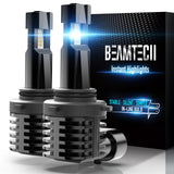 BEAMTECH 9006 LED Headlight Bulb, 12000LM 50W Fanless In Line HB4 Halogen Replacement 6500K Xenon White