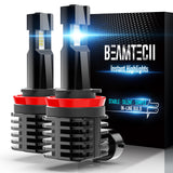 BEAMTECH H11 LED Headlight Bulb, 12000LM 50W Fanless In Line H8 H9 6500K Xenon White