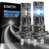 BEAMTECH H7 Led Headlight Bulbs, G-XPower Chips 500% Brighter 6500K White Plug and Play, 2 Bulbs
