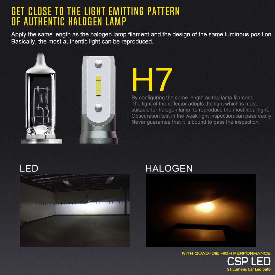 BEAMTECH H7 LED Bulb, Powersports LED Bulbs for ATV UTV Fanless In Line  6500K Xenon White Halogen Replacement