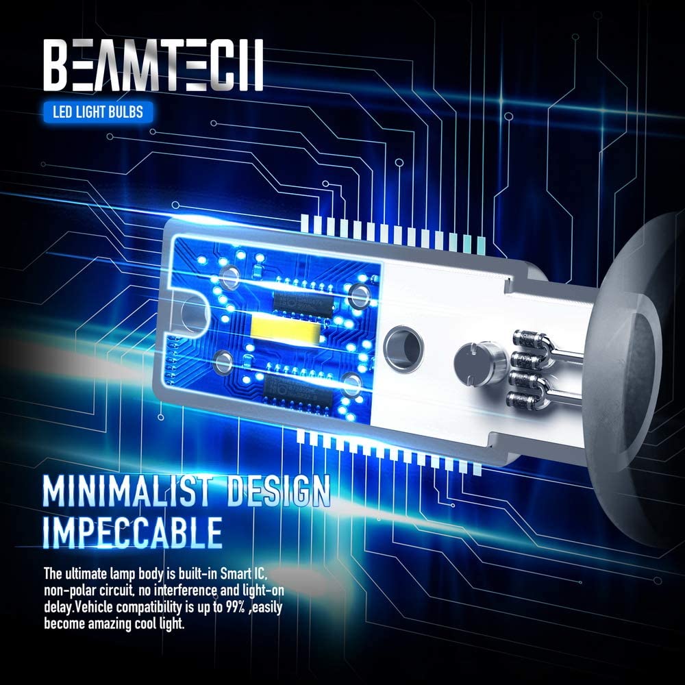 BEAMTECH 1157 LED Bulb CSP Chips 6500K 800 Lumens 30W P21/5W 7528 BAY15d Xenon White Extremely Super Bright Brake Light(of 2)