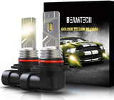 BEAMTECH 9005 LED Fog Light Bulbs, 360°Beam Angle 3000 Lumens Extremely Bright HB3 3500K Golden Yellow Pack of 2