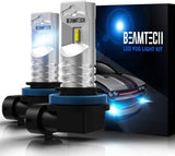 BEAMTECH H11 Led Fog Light Bulb CSP Chips 6500K 800 Lumens Xenon White Extremely Super Bright