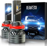 BEAMTECH H11 LED Bulb, H8 H9 G-XP Chips 6500K 360 Degree Beam 90W Xenon White Conversion Kits With Fan High Brightness