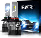 BEAMTECH 9012 LED Headhight Bulb,30mm Heatsink Base CSP Chips 10000 Lumens HIR2 6500K Xenon White Extremely Super Bright Conversion Kit Small Size