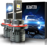 BEAMTECH H13 LED Headlight Bulbs, 9008 G-XP Chips 6500K 360 Degree Beam 90W Xenon White Conversion Kits With Fan High Brightness