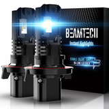 BEAMTECH H13 LED Headlight Bulb, 9008 Halogen Replacement,12000LM 50W Fanless In Line 6500K Xenon White