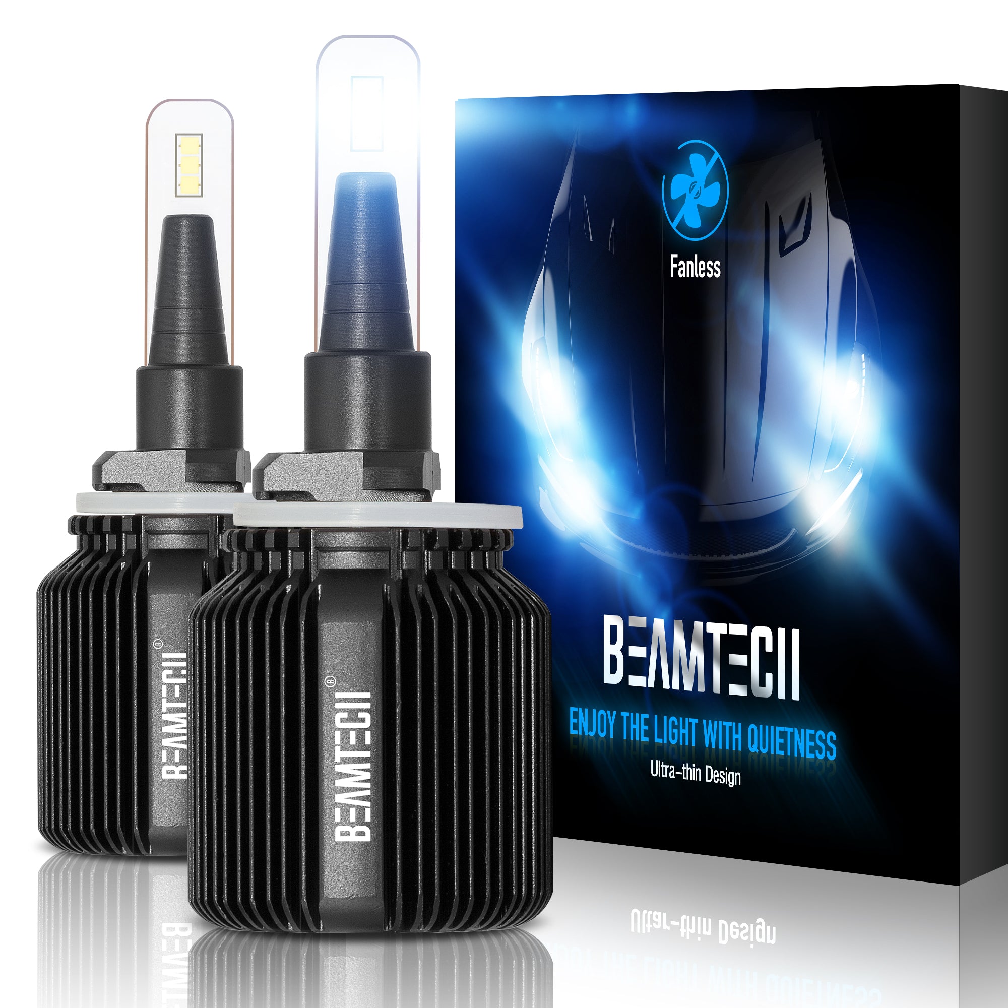 BEAMTECH 880 LED Bulb Fanless CSP Y19 Chips 8000 Lumens 6500K Xenon White  Extremely Bright Conversion Kit