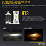 BEAMTECH H13 LED Headlight Bulb 50W 6500K 8000Lumens Extremely Brigh CSP Chips Conversion Kit