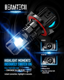 BEAMTECH H13 LED Headlight Bulb, 9008 Halogen Replacement,12000LM 50W Fanless In Line 6500K Xenon White