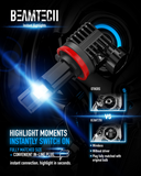 BEAMTECH H11 LED Headlight Bulb, 12000LM 50W Fanless In Line H8 H9 6500K Xenon White