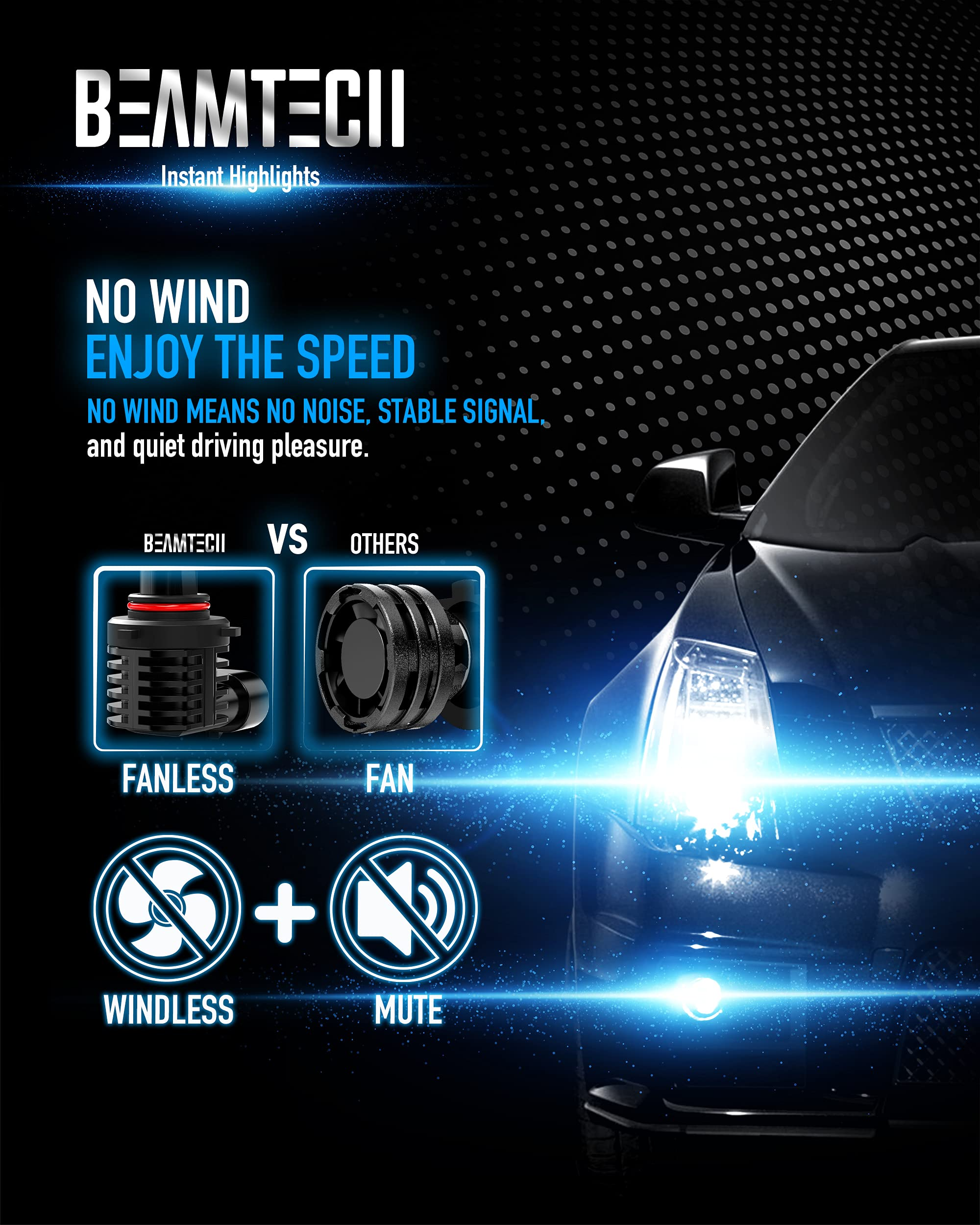 Mega Racer Wireless 9005/HB3 Low/High Beam 9006/HB4 LED Headlight